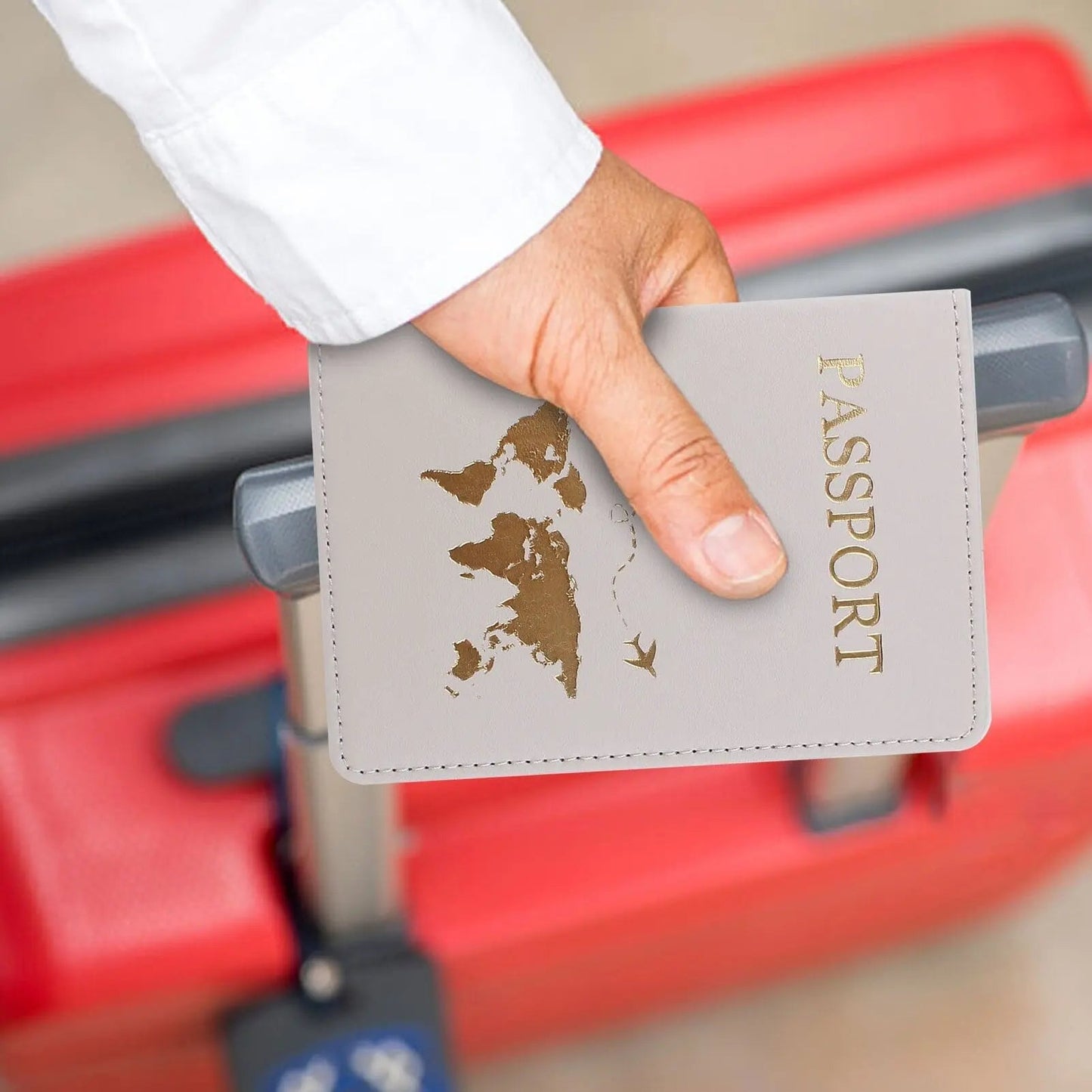 Étui de passeport avec motif de carte du monde en relief