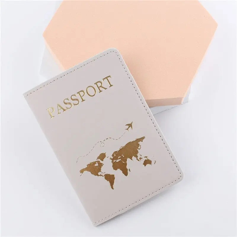 Étui de passeport gris avec fermeture sécurisée et pratique