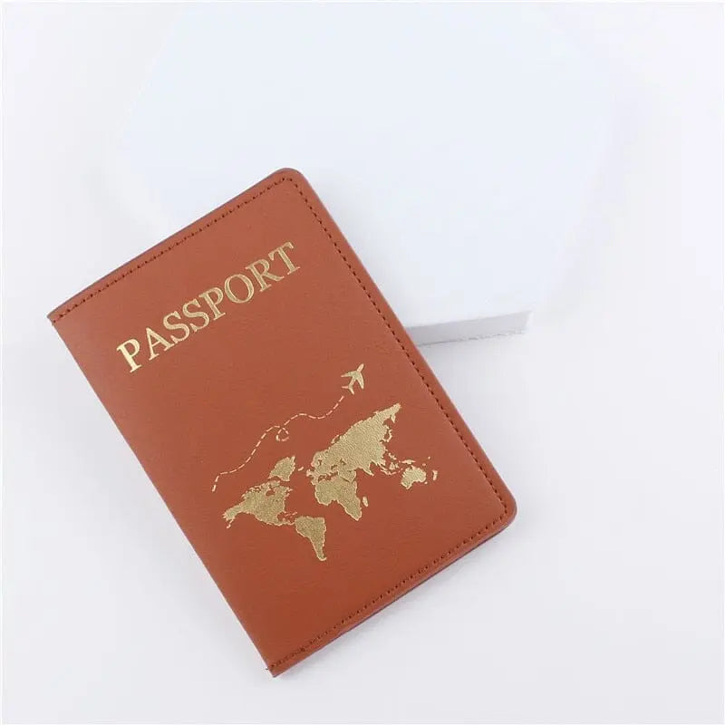 Protège-passeport marron avec texture grainée distinctive