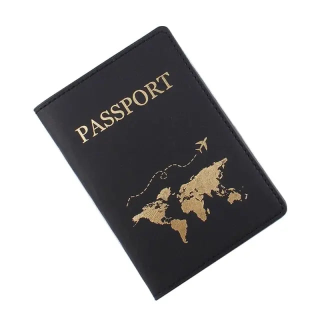 Protège-passeport noir élégant avec emplacements internes visibles