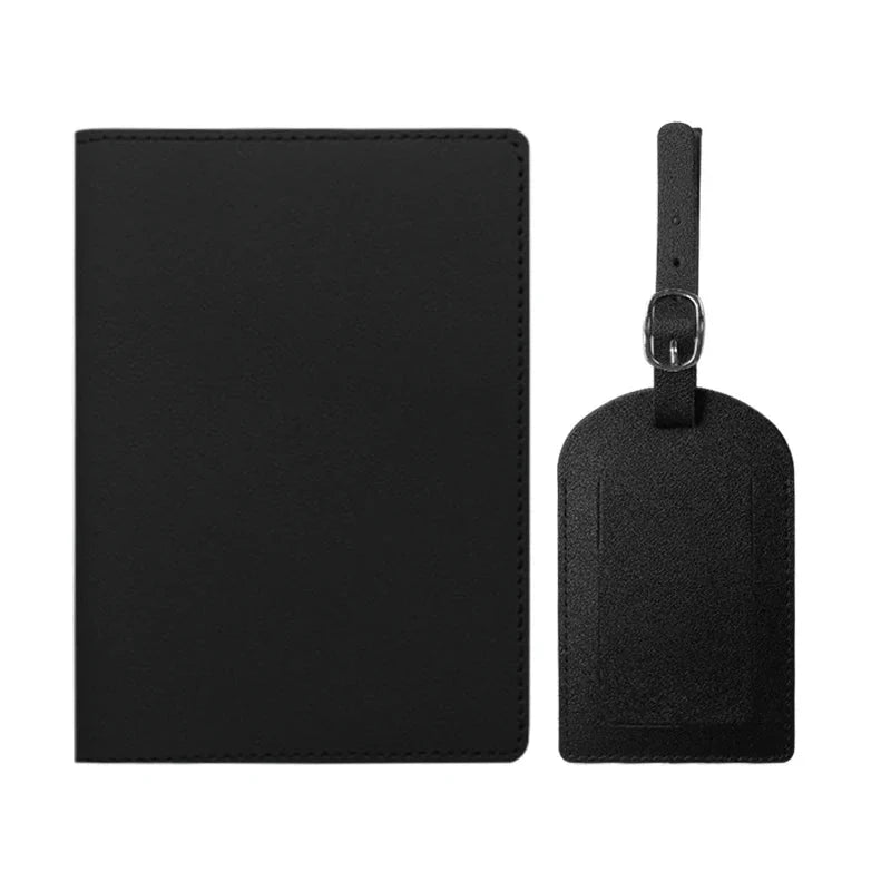 Ensemble noir élégant avec protège passeport et étiquette personnalisables