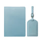 Protège passeport turquoise avec étiquette valise assortie
