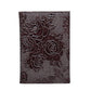 Protège-passeport marron avec motif floral en relief