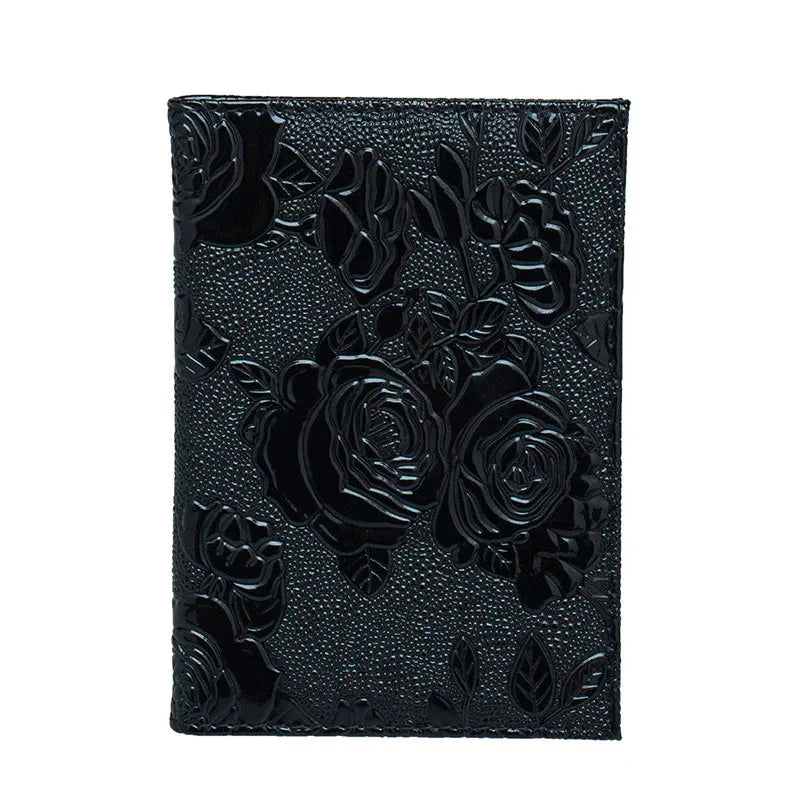 Protège-passeport noir chic avec design en relief