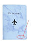 Étui passeport bleu ciel avec motif avion et initiales