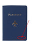 Étui passeport bleu foncé avec personnalisation dorée