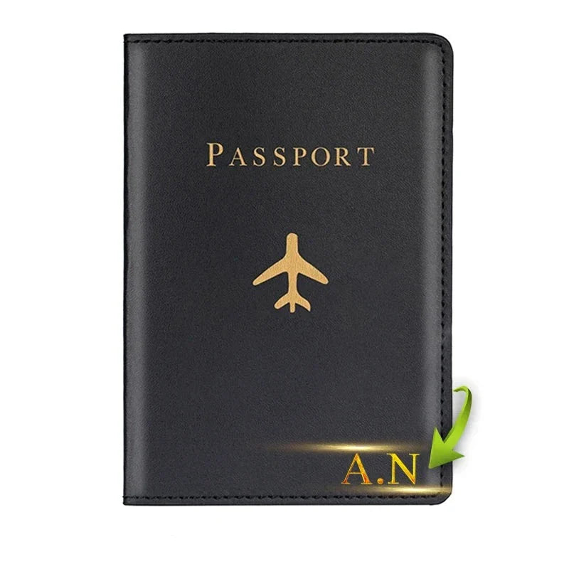 Vue d'ensemble d'un protège-passeport personnalisé avec avion