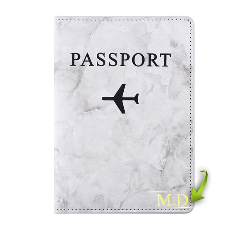 Étui passeport gris marbre, protection élégante et personnalisée