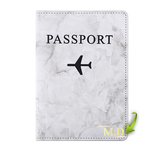 Étui passeport gris marbre, protection élégante et personnalisée