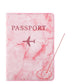 Protège passeport rouge marbré, personnalisation avec prénom