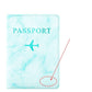Étui passeport turquoise marbre, style moderne et chic