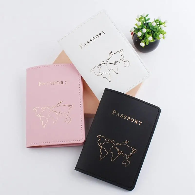 Étui passeport avec motif carte du monde minimaliste