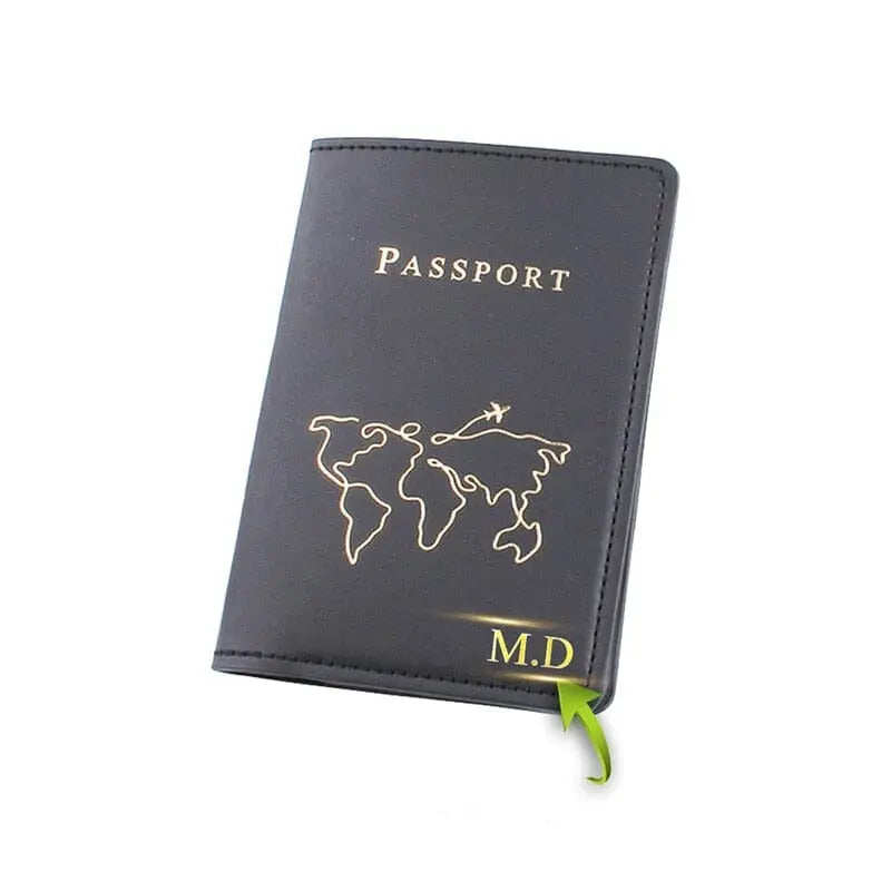 Étui passeport ouvert montrant emplacements pour cartes