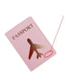 Étui passeport rose avec avion doré gravé