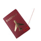 Étui passeport rouge avec motif avion doré