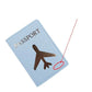 Protège-passeport bleu ciel avec avion doré