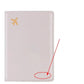 Étui gris pour passeport, avion doré, design moderne