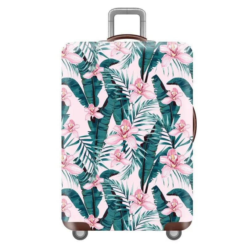 Housse de valise avec motif de fleurs roses, vue de face