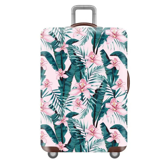 Housse de valise avec motif de fleurs roses, vue de face