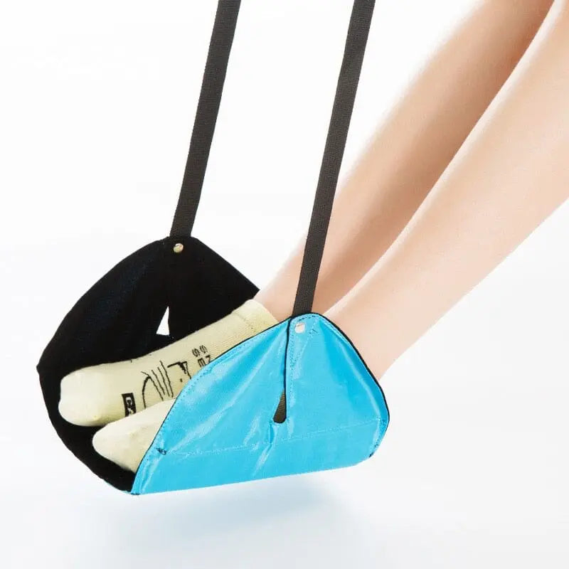 Repose-pieds bleu ciel en polyester pour avion