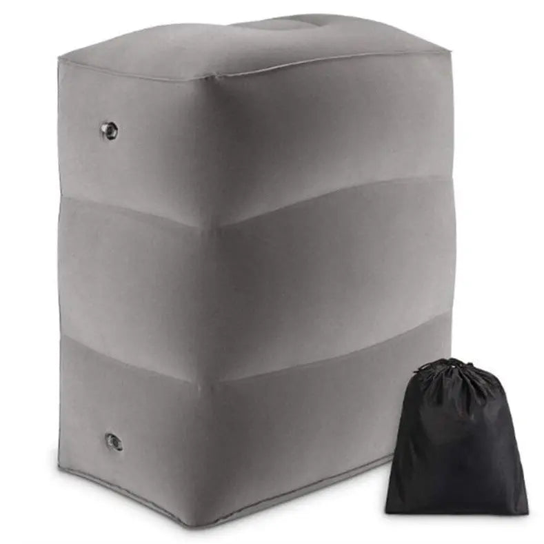 Coussin gonflable gris clair avec pochette de rangement