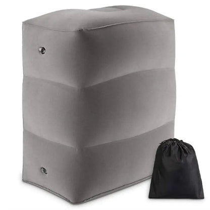 Coussin gonflable gris clair avec pochette de rangement
