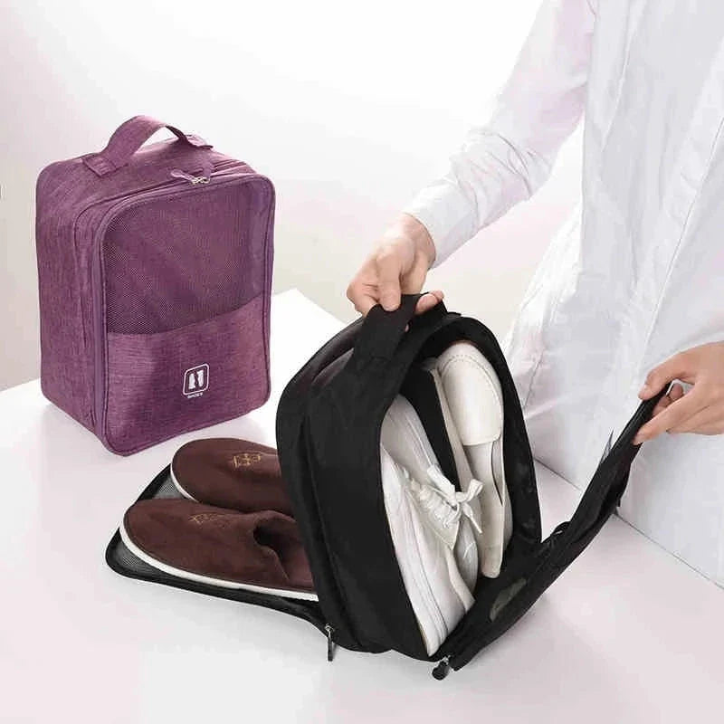 Sac à chaussures compact en tissu résistant, couleur neutre