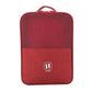 Sac à chaussures rouge, vue de profil avec détails visibles