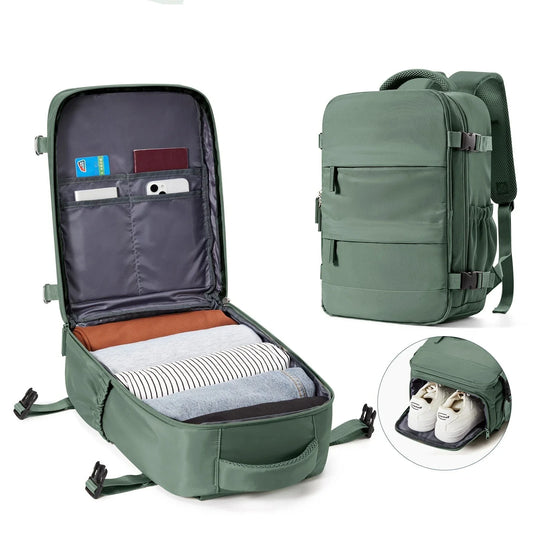 Sac à dos vert, détails des bretelles rembourrées