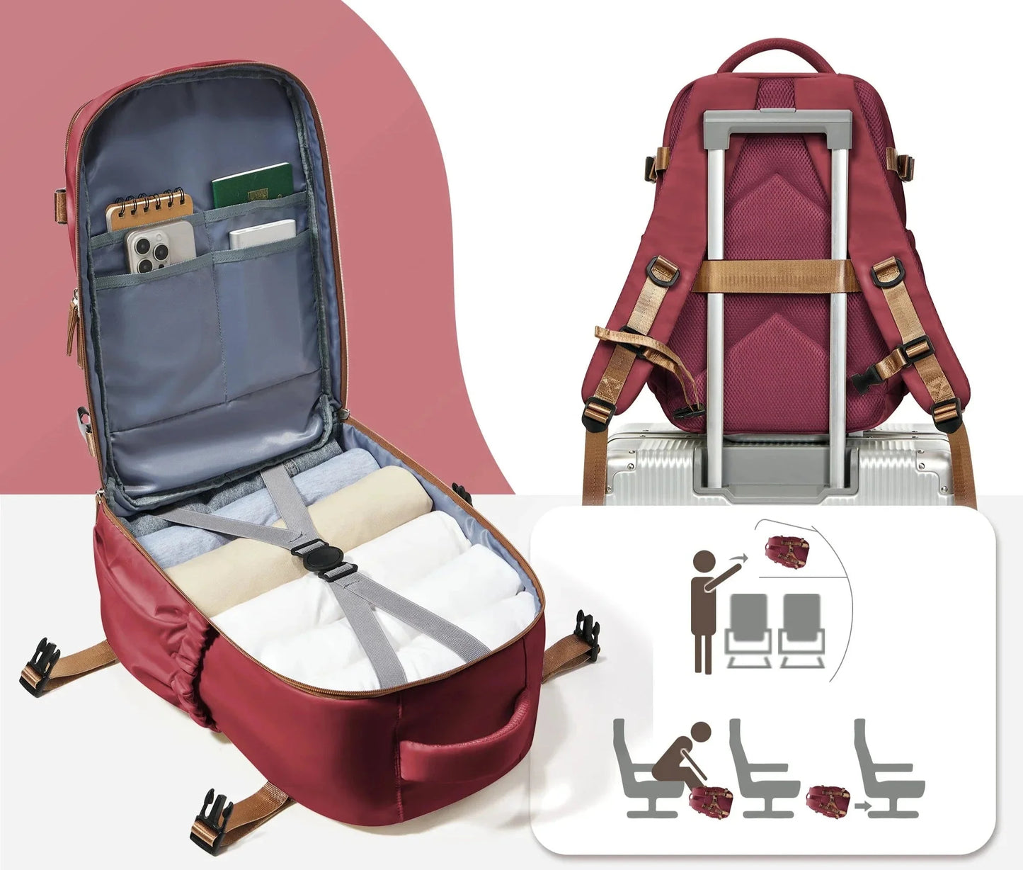 Sac à dos cabine gris avec bretelles rembourrées