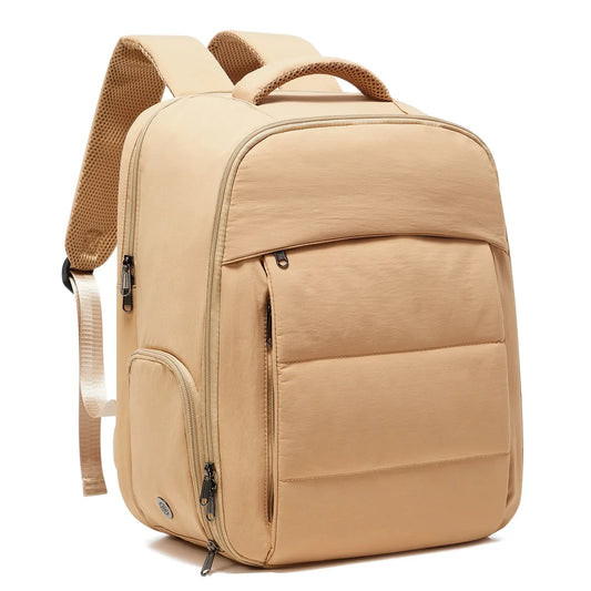 Sac à dos beige avec compartiment pour ordinateur portable