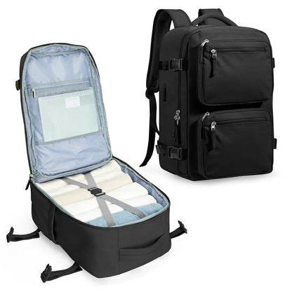 Sac à dos noir avec port USB intégré et bretelles rembourrées