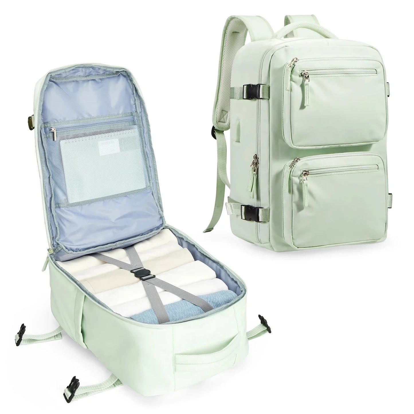 Sac à dos vert clair, compact et compatible easyJet