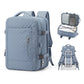Sac à dos bleu ciel, design élégant, sangle trolley visible