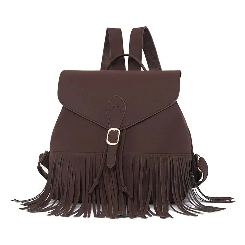 Version marron du sac à dos bohème avec détails vintage