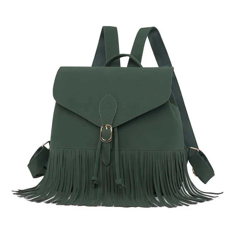 Sac à dos vert avec franges pour un style audacieux