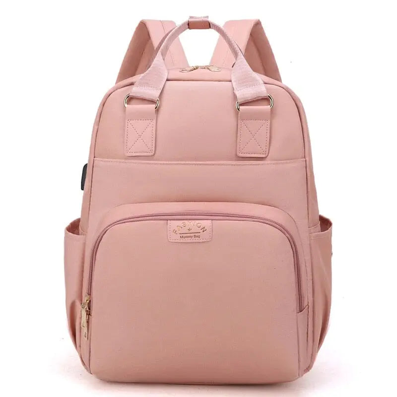 Version rose du sac à dos avec détails en gros plan