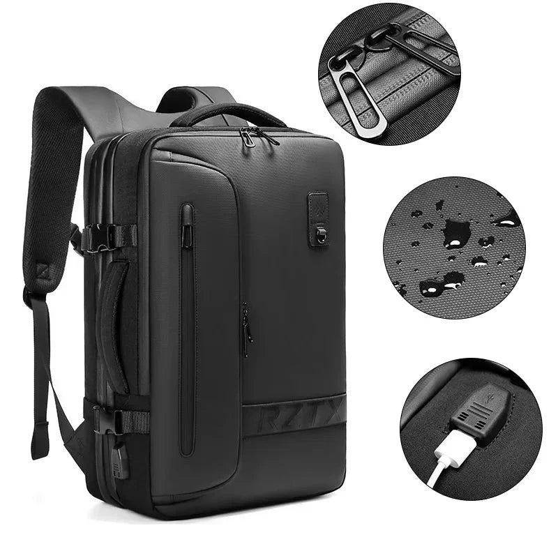 Sac à dos attaché à une valise grâce à sa sangle arrière