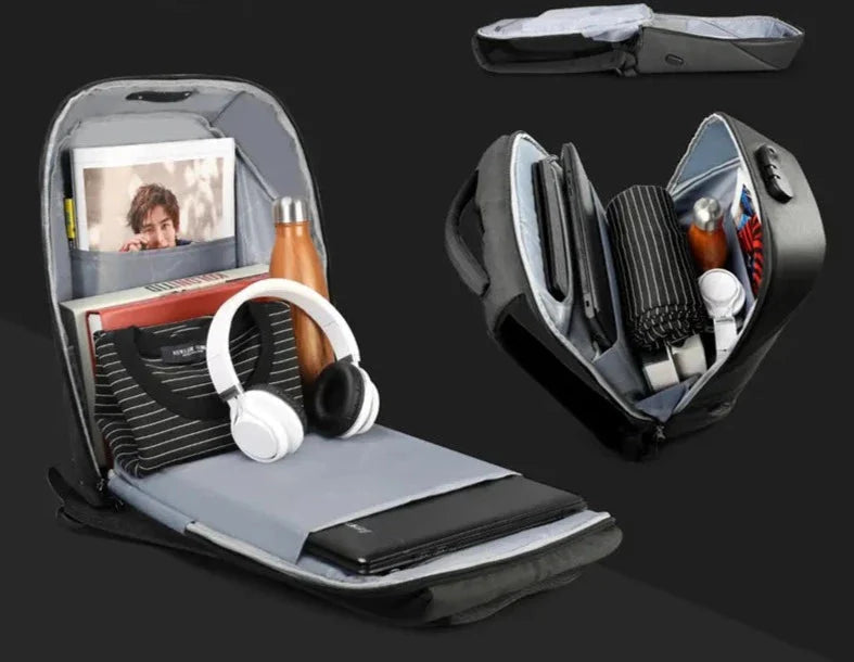 Détail du port USB intégré sur le sac à dos