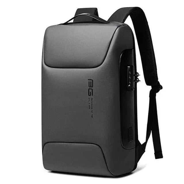 Sac à dos gris avec serrure à code, vue latérale
