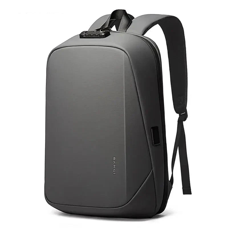 Sac à dos gris avec compartiments multiples visibles