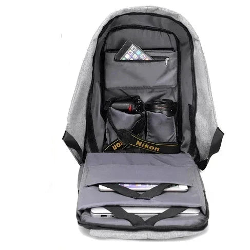 Sac à dos antivol avec fermeture cachée et port USB intégré