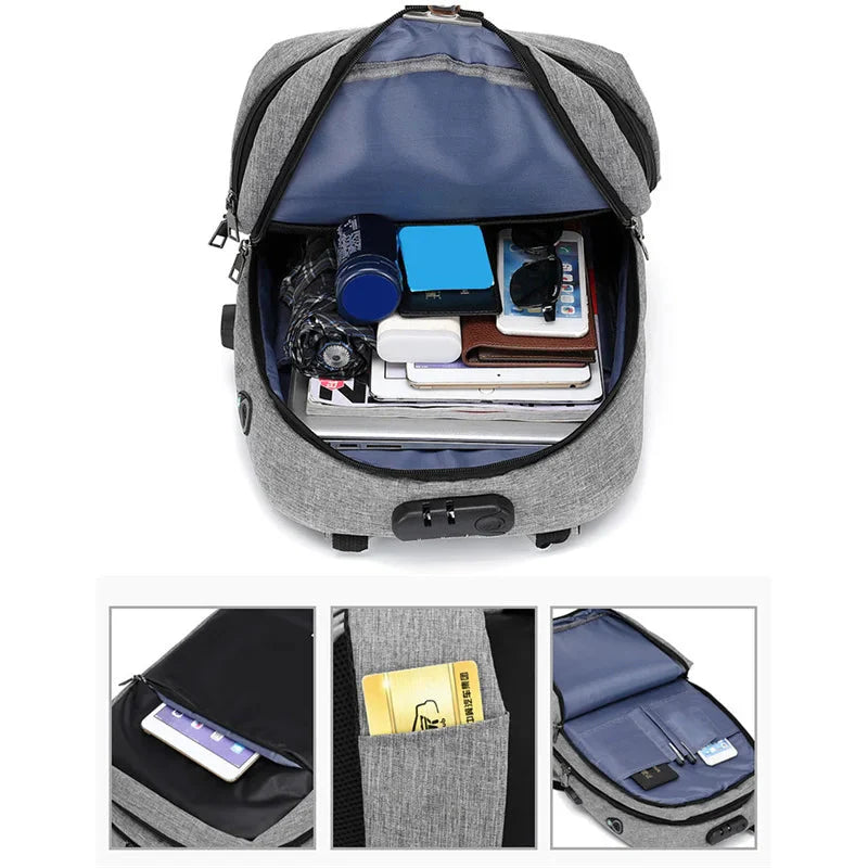 Vue de côté du sac à dos avec port USB externe