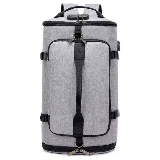 Version grise du sac à dos avec port USB et bandoulière incluse