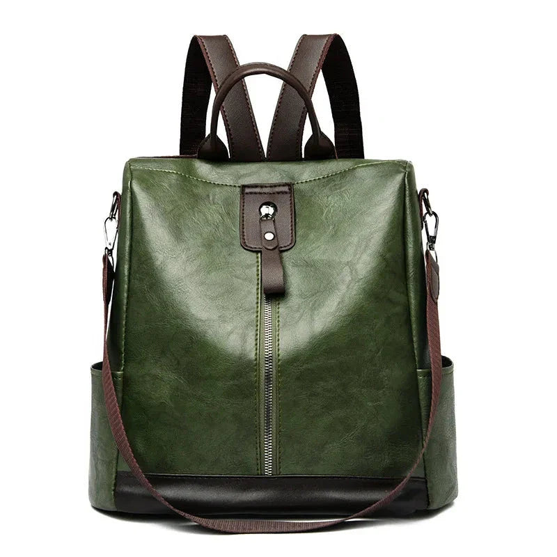Sac à dos vert avec design vintage, vue latérale