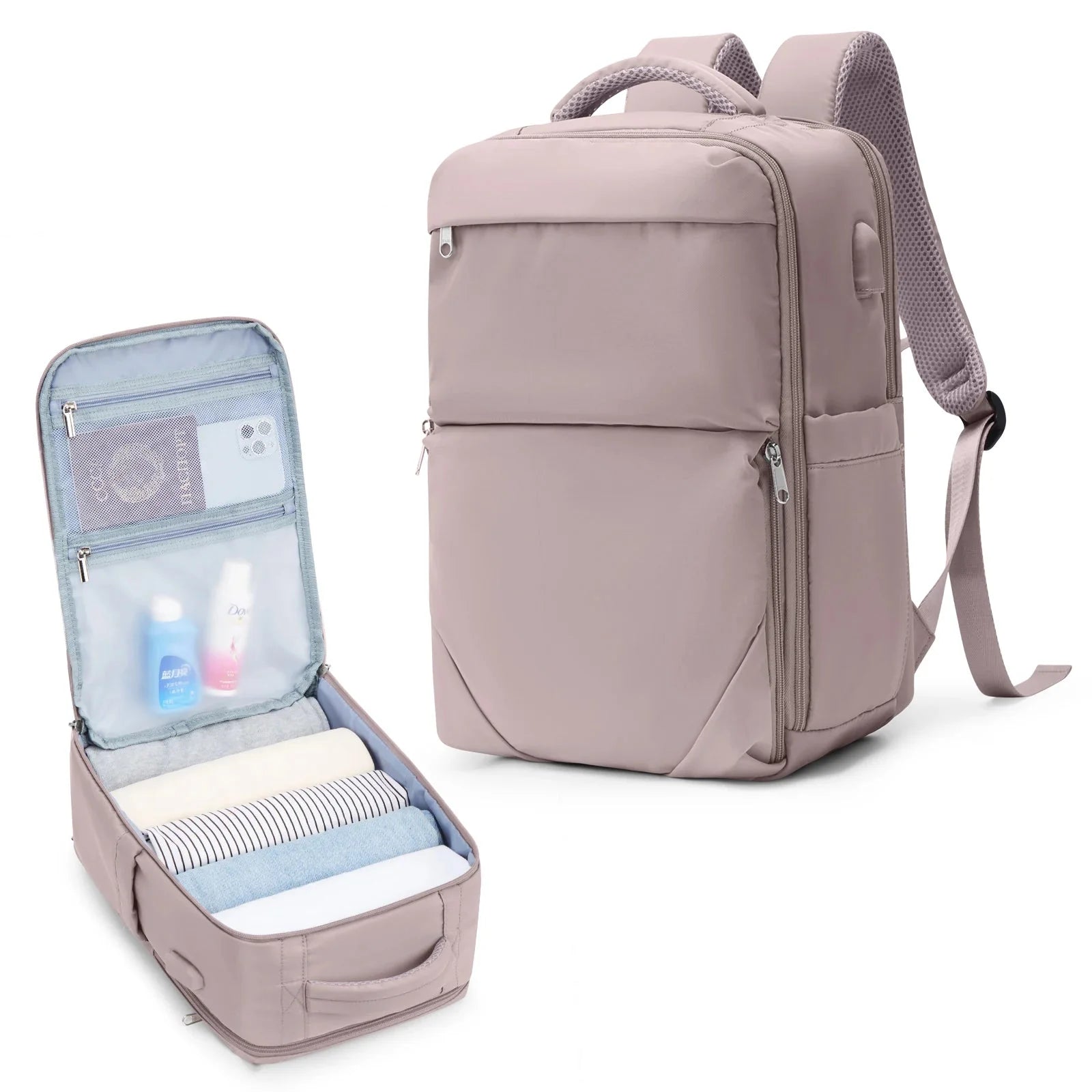 Sac à dos rose avec compartiment pour ordinateur portable