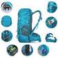 Vue de côté du sac à dos 50L, tissu imperméable
