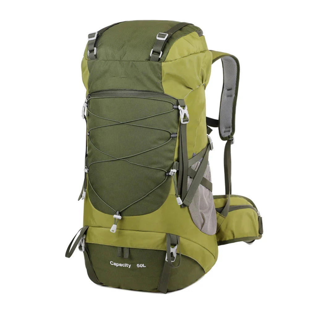 Sac à dos 50L kaki, idéal pour randonnées en nature