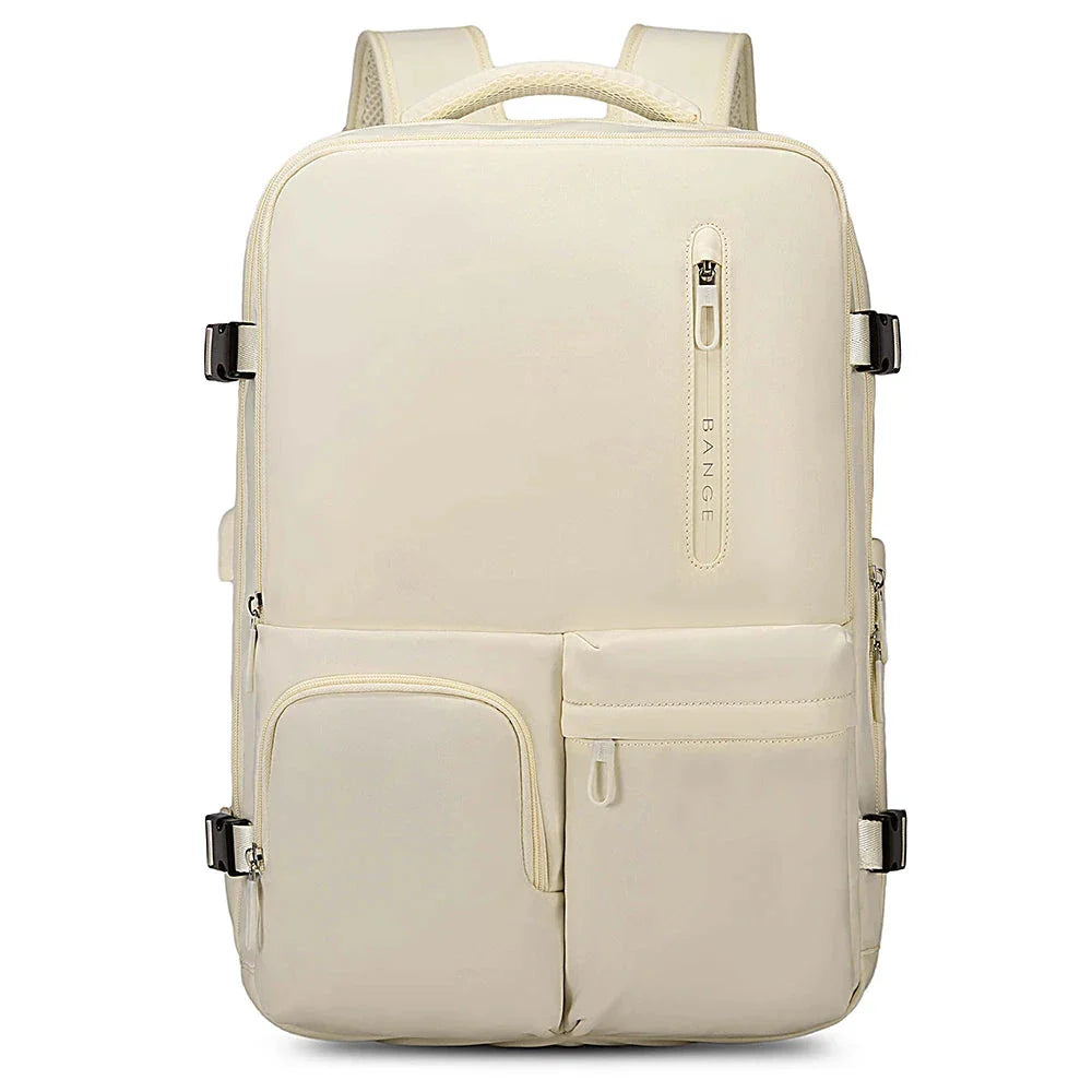 Sac à dos beige avec tissu déperlant pour protection contre la pluie