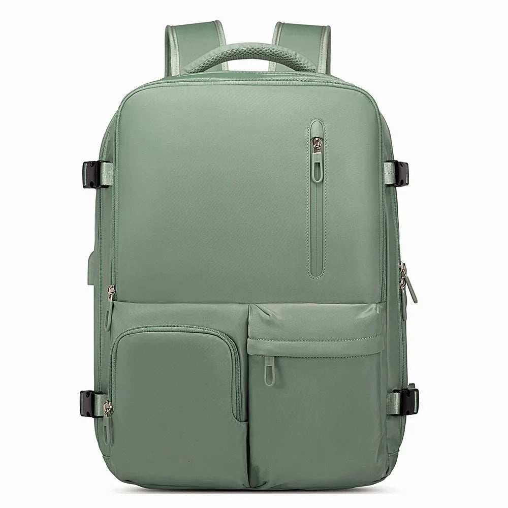 Sac à dos vert avec poche frontale zippée pour petits objets